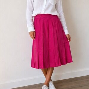 Classic Directions Vintage‎ Hot Pink Pleated Midi Skirt Size 8 Barbiecore 90s